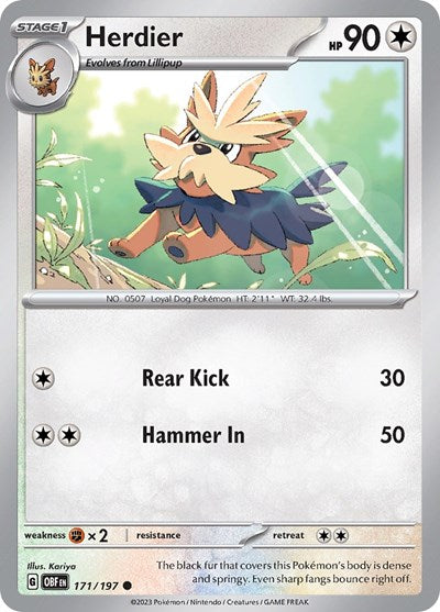 Herdier (Scarlet and Violet: Obsidian Flames) Light Play Reverse Holofoil