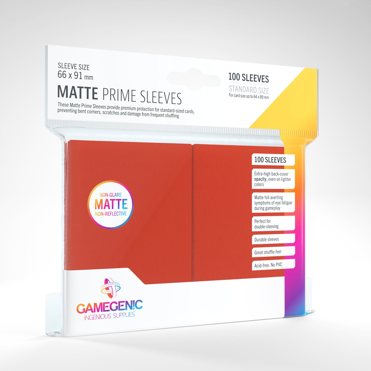 Gamegenic - Sleeves: Gamegenic Matte Prime Sleeves - Red (100)