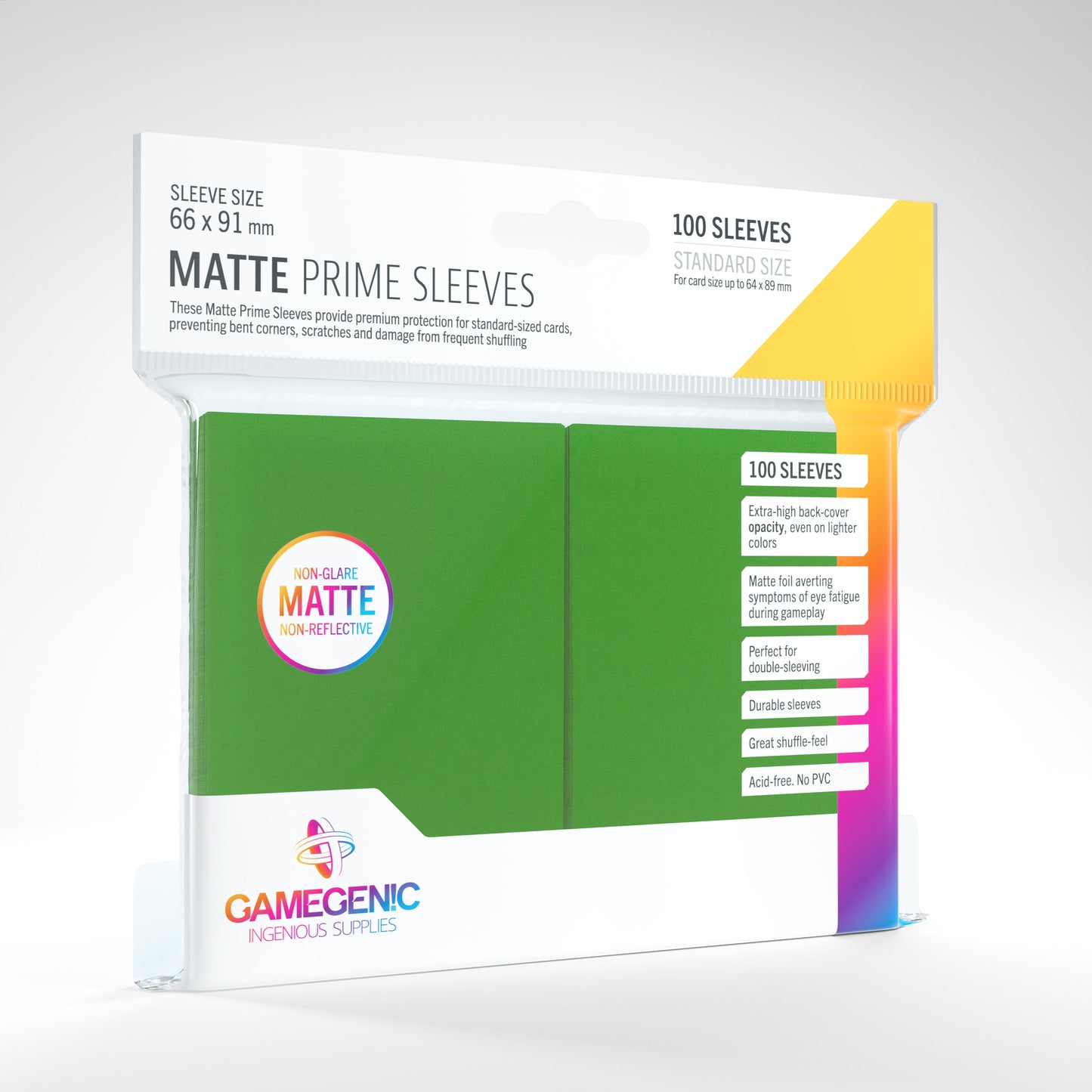 Gamegenic - Sleeves: Gamegenic Matte Prime Sleeves - Green (100)