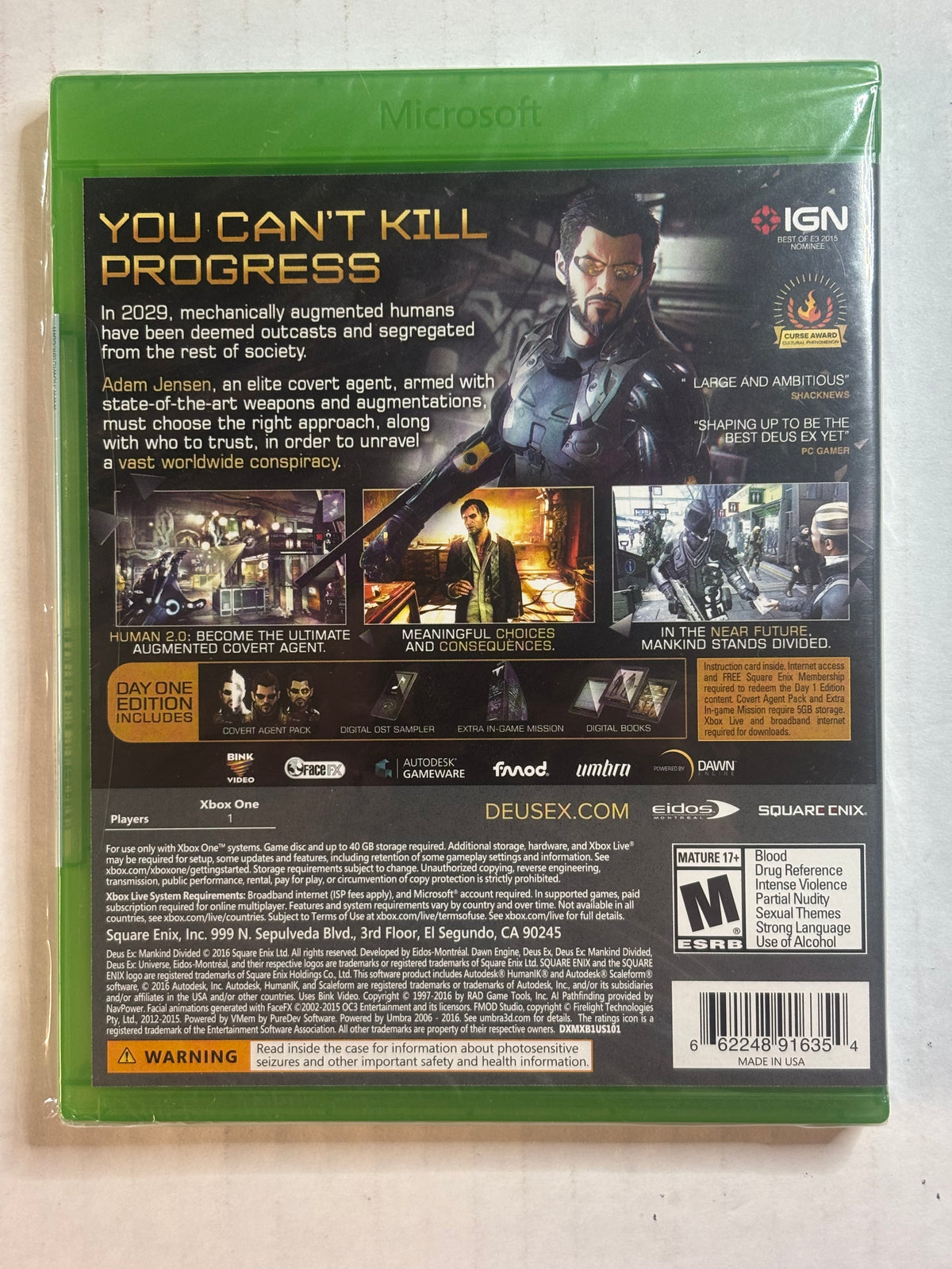 Deus Ex Mankind Divided Day One Edition (Xbox Series XS/Xbox one) (Sealed)