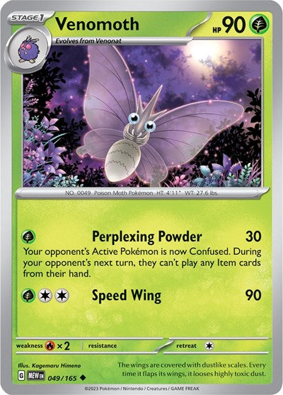 Venomoth (Scarlet and Violet: 151) Light Play Reverse Holofoil