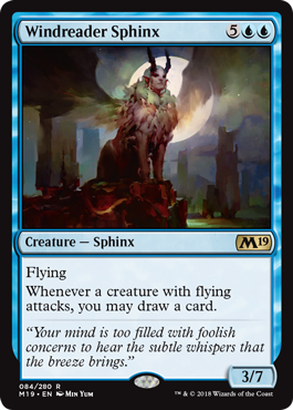 Windreader Sphinx (Magic 2019 Core Set) Damaged / Poor