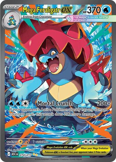 Mega Feraligatr ex - 274 (ME: Ascended Heroes) Light Play Holofoil