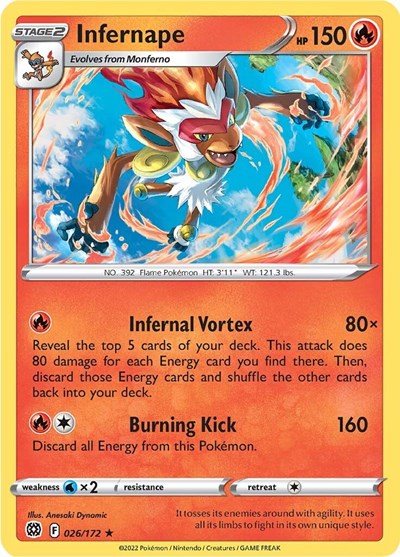 Infernape (SWSH09: Brilliant Stars) Light Play Holofoil