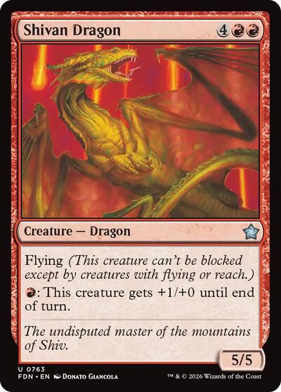 Shivan Dragon (0763) (Foundations) Light Play