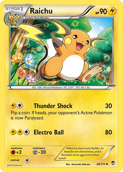 Raichu (XY - Furious Fists) Light Play