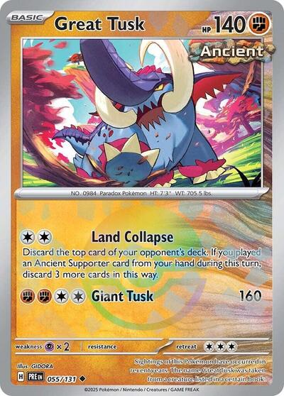 Great Tusk (Poke Ball Pattern) (SV: Prismatic Evolutions) Light Play Holofoil