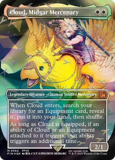 Cloud, Midgar Mercenary (Borderless) (Chocobo Track Foil) (Universes Beyond: FINAL FANTASY) Near Mint Foil
