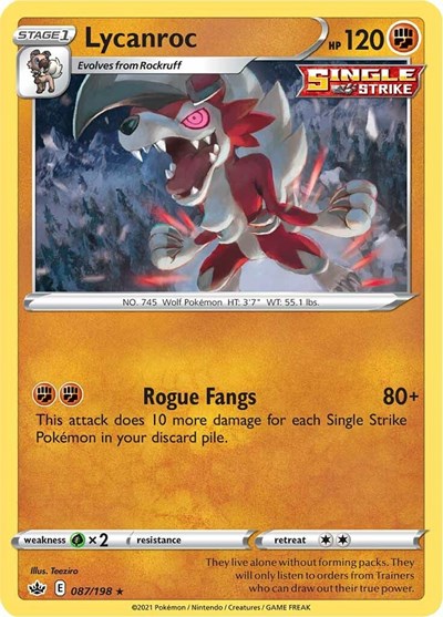 Lycanroc (SWSH06: Chilling Reign) Medium Play Reverse Holofoil