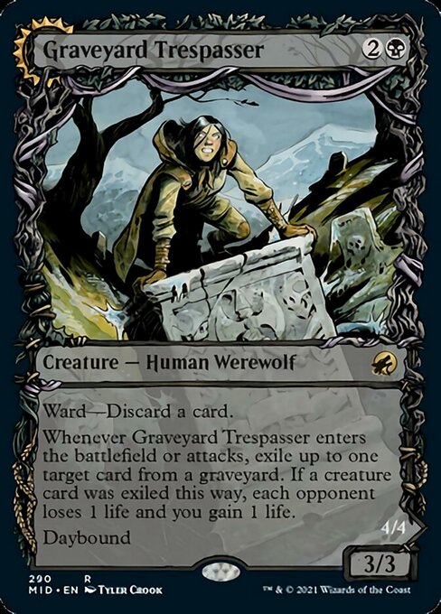 Graveyard Trespasser / Graveyard Glutton (Showcase) (Innistrad: Midnight Hunt) Light Play