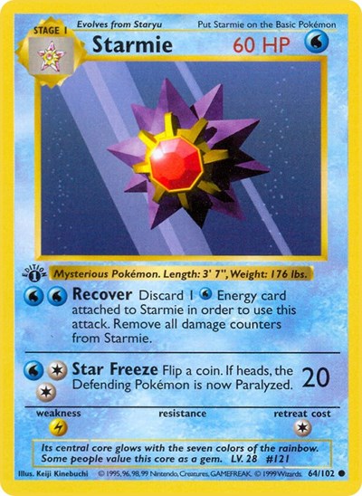 Starmie (Base Set (Shadowless)) Light Play Unlimited