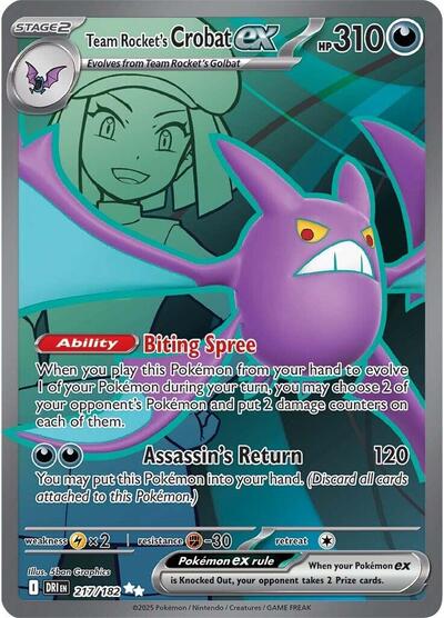 Team Rocket's Crobat ex - 217 (SV10: Destined Rivals) Light Play Holofoil