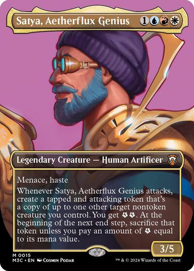 Satya, Aetherflux Genius (Borderless) (Commander: Modern Horizons 3) Light Play Foil