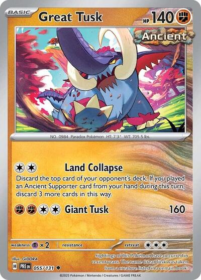 Great Tusk (SV: Prismatic Evolutions) Light Play Reverse Holofoil