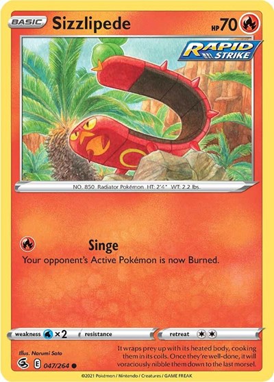 Sizzlipede (47) (SWSH08: Fusion Strike) Light Play Reverse Holofoil