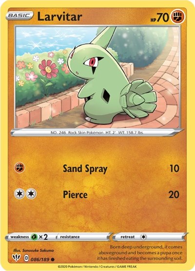 Larvitar (SWSH03: Darkness Ablaze) Light Play