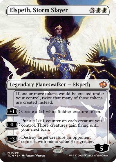 Elspeth, Storm Slayer (Borderless) (Tarkir: Dragonstorm) Light Play