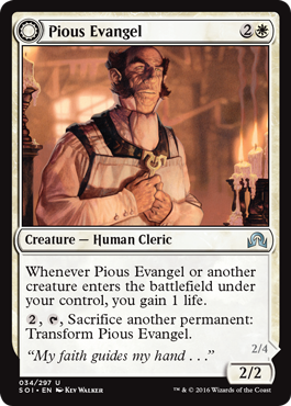 Pious Evangel (Wayward Disciple) (Shadows Over Innistrad) Light Play