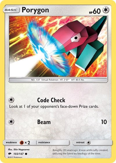 Porygon (SM - Burning Shadows) Damaged / Poor