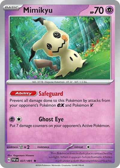 Mimikyu - 037/091 (Cosmos Holo) (SV: Paldean Fates) Light Play Holofoil