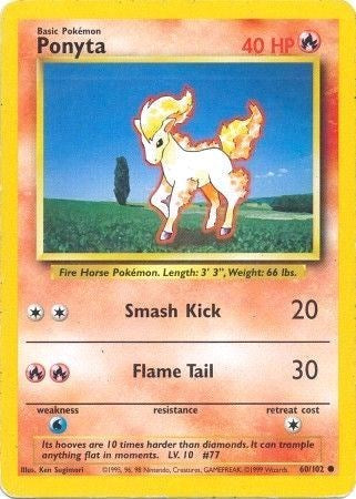 Ponyta (Base Set) Heavy Play