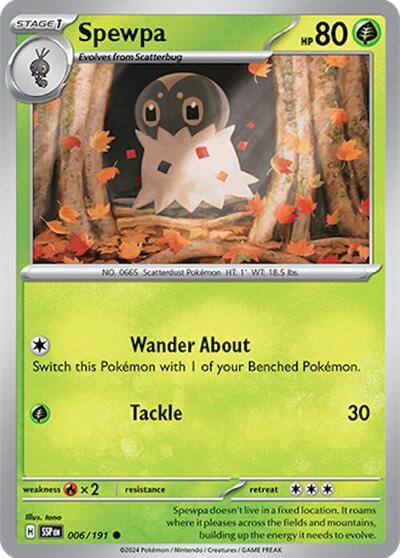 Spewpa (SV08: Surging Sparks) Light Play Reverse Holofoil