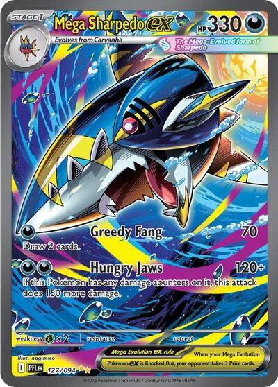Mega Sharpedo ex - 127 (ME02: Phantasmal Flames) Near Mint Holofoil