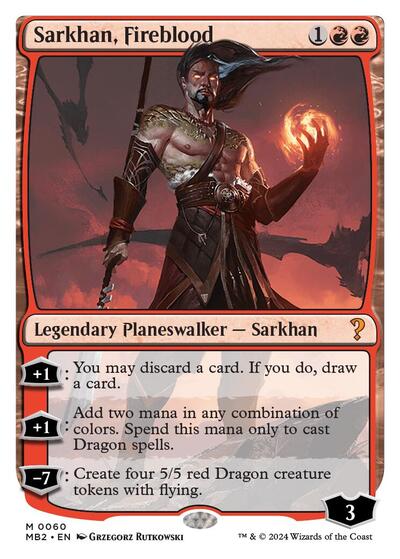 Sarkhan, Fireblood (White Border) (Mystery Booster 2) Light Play