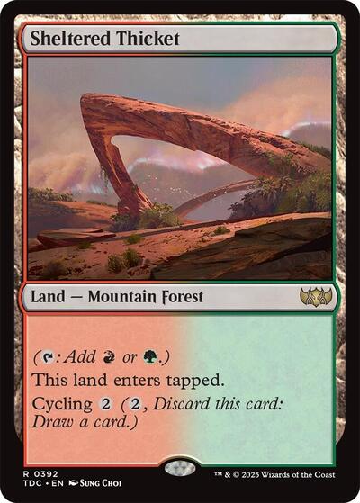 Sheltered Thicket (Commander: Tarkir: Dragonstorm) Light Play