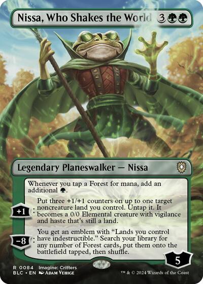Nissa, Who Shakes the World (Borderless) (Commander: Bloomburrow) Light Play Foil