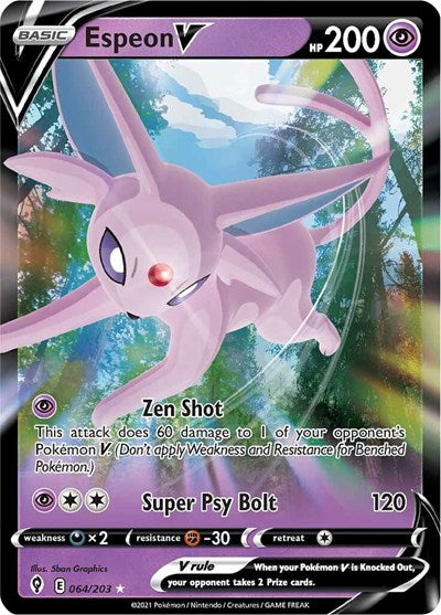 Espeon V (SWSH07: Evolving Skies) Light Play Holofoil