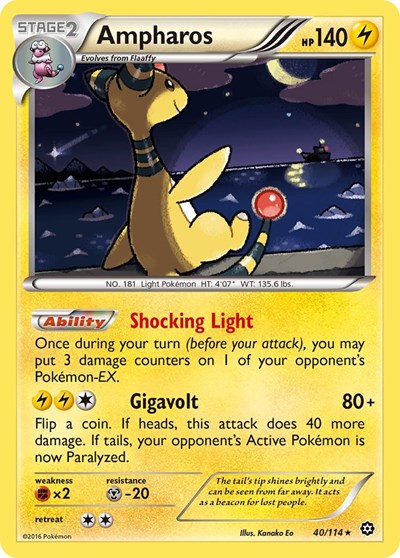 Ampharos (XY - Steam Siege) Light Play Holofoil