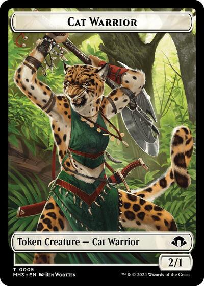Cat Warrior / Energy Reserve Double-Sided Token (Modern Horizons 3) Light Play