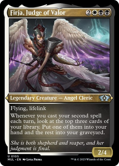 Firja, Judge of Valor (Foil Etched) (March of the Machine: Multiverse Legends) Light Play Foil