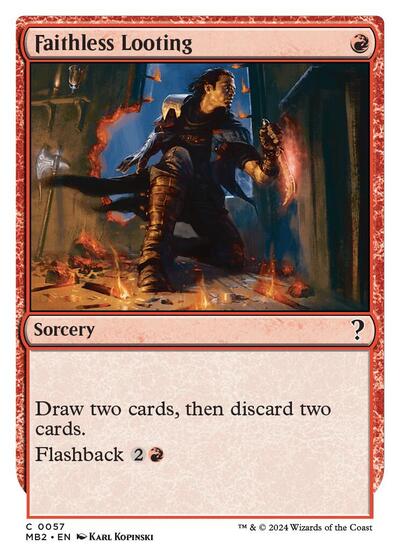 Faithless Looting (White Border) (Mystery Booster 2) Light Play