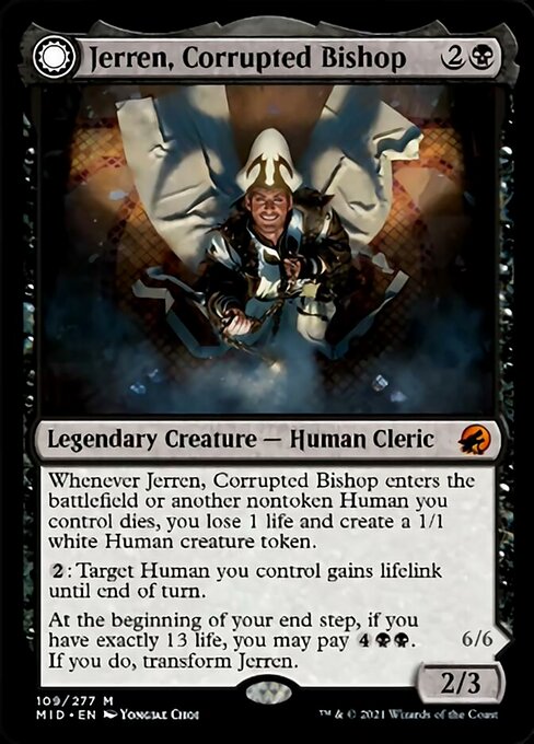 Jerren, Corrupted Bishop / Ormendahl, the Corrupter (Innistrad: Midnight Hunt) Light Play