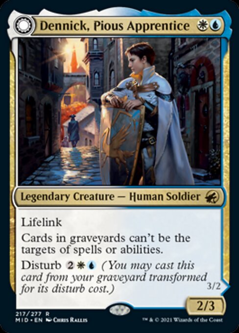 Dennick, Pious Apprentice / Dennick, Pious Apparition (Innistrad: Midnight Hunt) Light Play