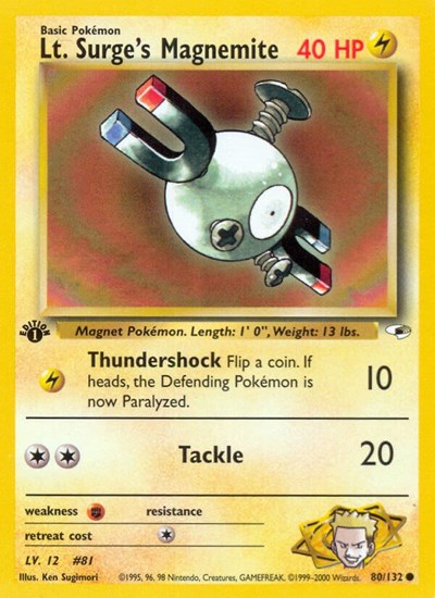 Lt. Surge's Magnemite (80) (Gym Heroes) Heavy Play Unlimited
