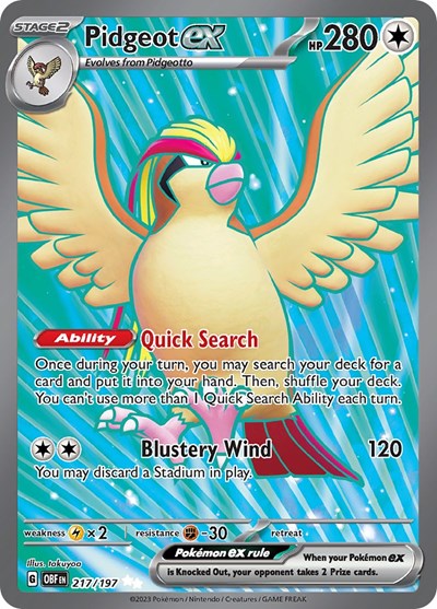 Pidgeot ex - 217 (Scarlet and Violet: Obsidian Flames) Light Play Holofoil