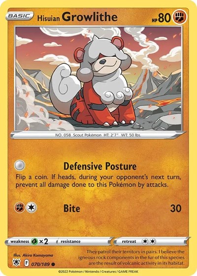 Hisuian Growlithe - 070/189 (Cosmos Holo) (Deck Exclusives) Light Play Holofoil