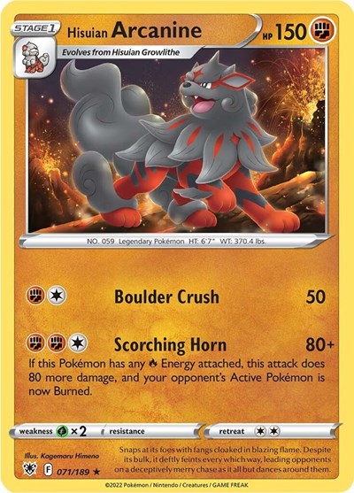 Hisuian Arcanine (SWSH10: Astral Radiance) Light Play Reverse Holofoil