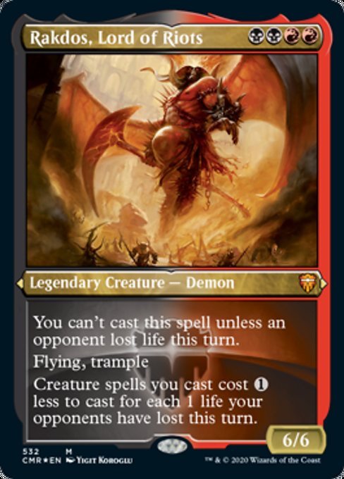 Rakdos, Lord of Riots (Foil Etched) (Commander Legends) Light Play Foil