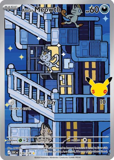 Alolan Meowth - 139 (ME: 30th Celebration) Light Play Holofoil