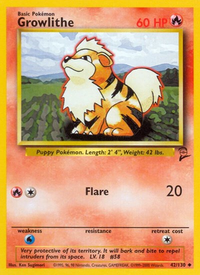 Growlithe (Base Set 2) Damaged / Poor