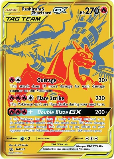 Reshiram & Charizard GX - SM247 (SM Promos) Light Play Foil