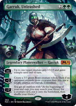 Garruk, Unleashed (284) (Borderless) (Magic 2021 Core Set) Light Play