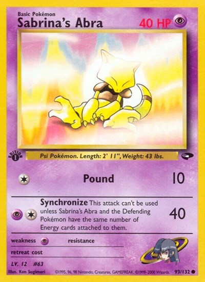 Sabrina's Abra (93) (Gym Challenge) Heavy Play Unlimited