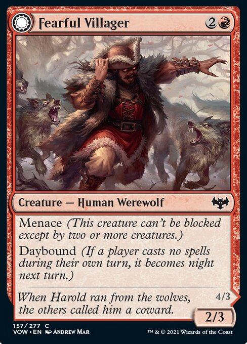 Fearful Villager / Fearsome Werewolf (Innistrad: Crimson Vow) Light Play Foil