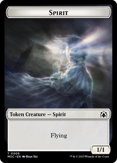 Spirit (9) / Treasure Double-sided Token (Commander: March of the Machine) Light Play