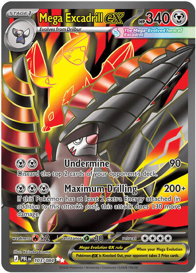 Mega Excadrill ex - 103 (ME05: Pitch Black) Light Play Holofoil